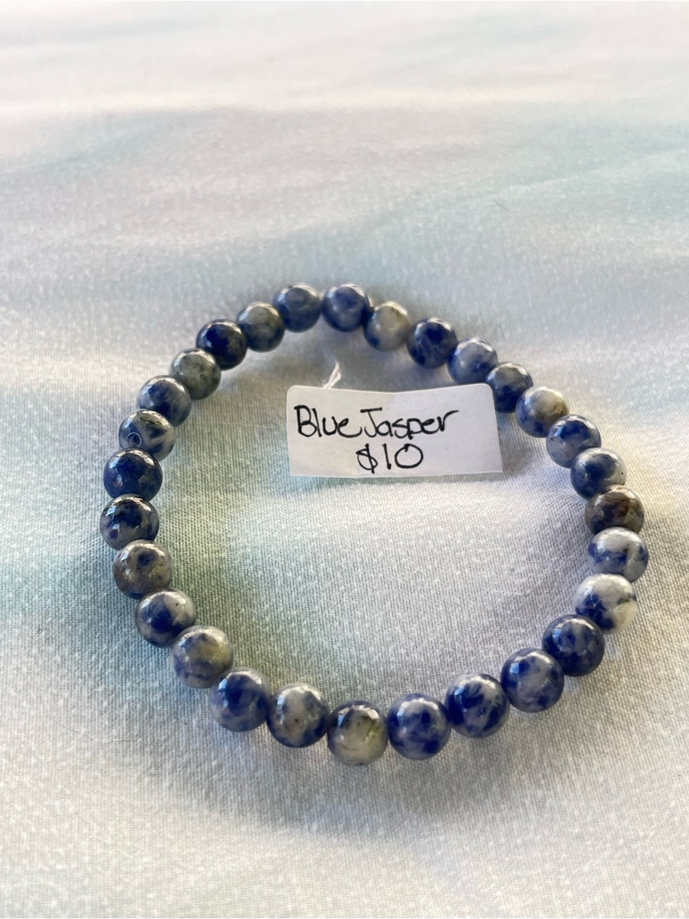 Handmade Blue Jasper Beaded Stretch Bracelet -